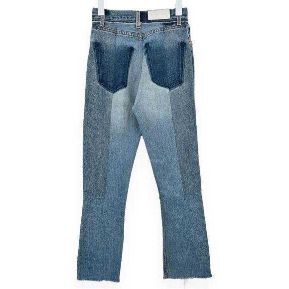 RE/DONE x Levi’s Reconstructed Frayed Raw Hem Straight Leg Blue Jeans sz 24 - Picture 4 of 8
